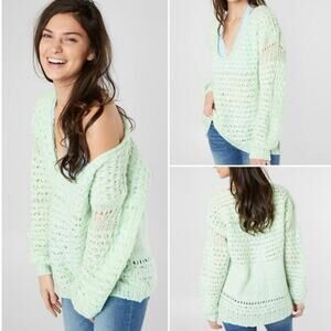 NWOT Free people crashing waves wool blend mint sweater womens S